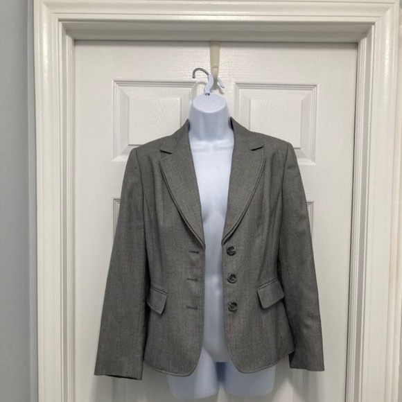Tahari Arthur S. Levine Lined Blazer Suit Jacket Top Size 10 Petite - Gray - Picture 3 of 7